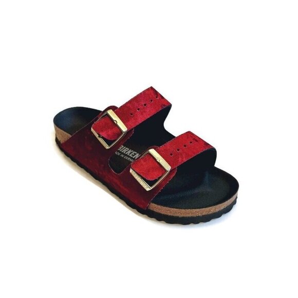 Birkenstock Womens Sz 5-5.5 Arizona BS Sandals EU 36 NARROW Fit Velvet Burgundy - Picture 1 of 10